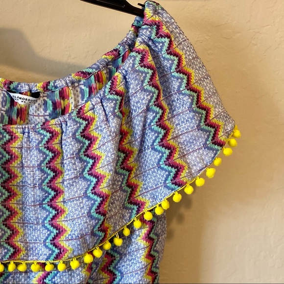 Glamorous Mexican Inspired Pompom Fringe Off Shoulder Top - Picture 3 of 13